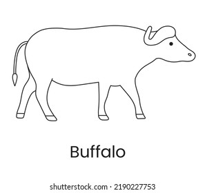 Buffalo icon in vector, linear illustration of an animal.