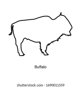 Icono de búfalo vectorial sobre fondo blanco. Icono negro
