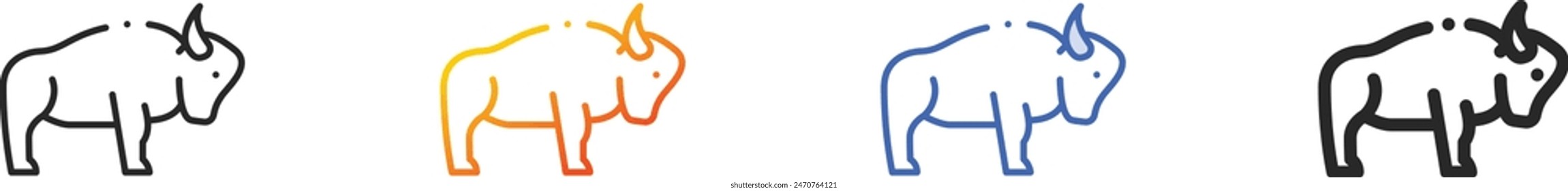 buffalo icon.Thin Linear, Gradient, Blue Stroke and bold Style Design Isolated On White Background