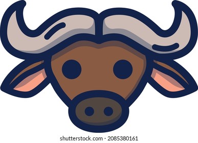 Buffalo illustration icon design flat animals
