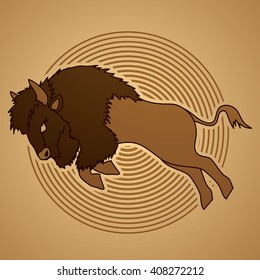 Buffalo Jumping designed on line cycle background graphic vector