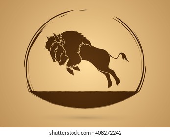 Buffalo Jumping designed using grunge brush graphic vector
