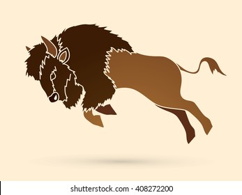 Buffalo Jumping graphic vector