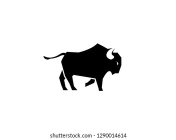 Buffalo kicking with a foot, black bull, big bull, Büffel logo