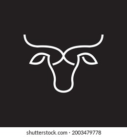  buffalo line art logo design icon vector image, bull logo line 