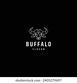 Buffalo line art logo design template