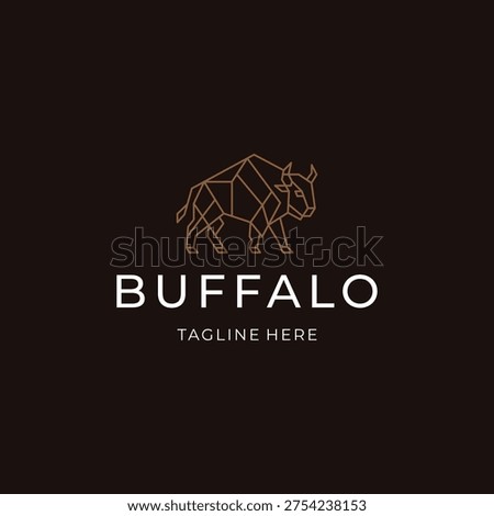 Buffalo line art logo with strong lines symbolizing endurance and power.