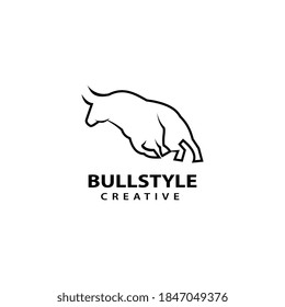 Buffalo line logo template, cow design vector icon illustration