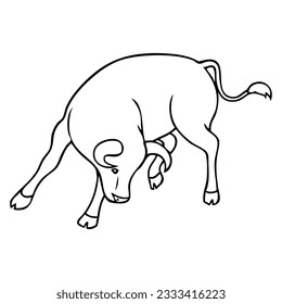buffalo line vector illustration,isolated on white background,top view