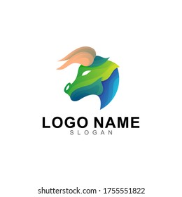 buffalo logo abstract design and colorful icons