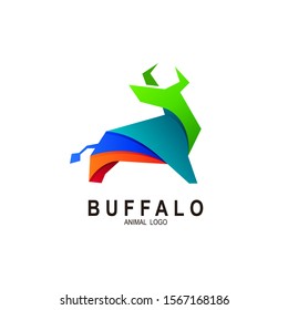 Buffalo logo with colorful design template, Animal icon, Bull, Cow
