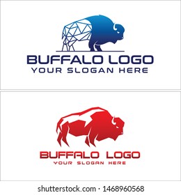 Buffalo logo design polygonal linear art creative vector suitable for fitness animal strength business