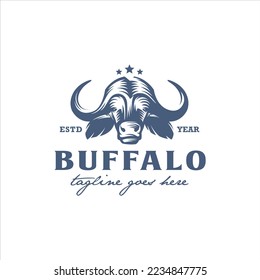 Imagen vectorial del diseño del logotipo de búfalo