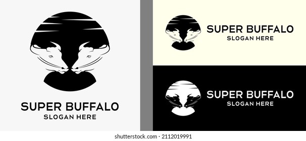 buffalo logo design template with creative concept in dots. premium logo illustration vector