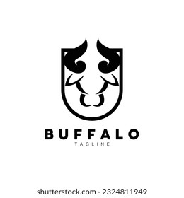 Buffalo Logo, Livestock Farm Animal Vector, Buffalo Head Design Simple Template Silhouette