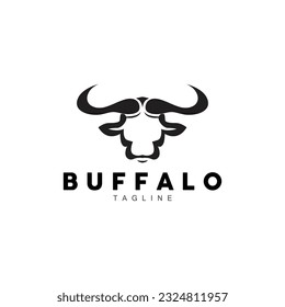 Buffalo Logo, Livestock Farm Animal Vector, Buffalo Head Design Simple Template Silhouette