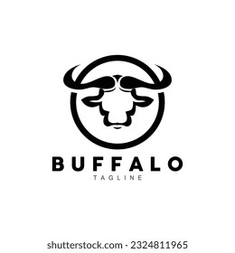 Buffalo Logo, Livestock Farm Animal Vector, Buffalo Head Design Simple Template Silhouette