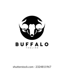 Buffalo Logo, Livestock Farm Animal Vector, Buffalo Head Design Simple Template Silhouette