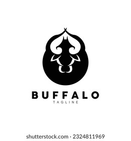 Buffalo Logo, Livestock Farm Animal Vector, Buffalo Head Design Simple Template Silhouette