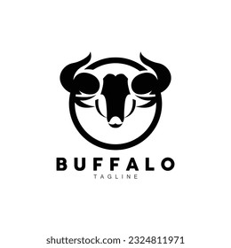 Buffalo Logo, Livestock Farm Animal Vector, Buffalo Head Design Simple Template Silhouette