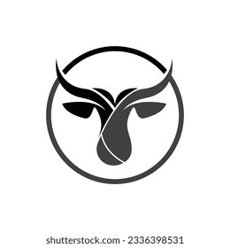 Buffalo Logo, Livestock Farm Animal Vector, Buffalo Head Design Simple Template Silhouette