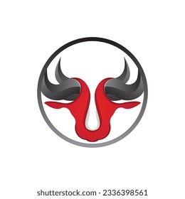 Buffalo Logo, Livestock Farm Animal Vector, Buffalo Head Design Simple Template Silhouette