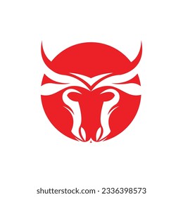 Buffalo Logo, Livestock Farm Animal Vector, Buffalo Head Design Simple Template Silhouette