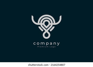 Buffalo Logo, minimalist buffalo head with infinity icon combination, vector illustration