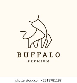 buffalo  logo vector icon illustration line style .