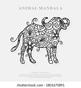 Buffalo Mandala Vector Line Art Style