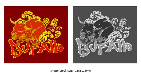 Buffalo is mean great women illustration design for sukajan is mean japan traditional cloth or t-shirt with digital hand drawn Embroidery Men T-shirts Summer Casual Short Sleeve Hip Hop T Shirt Street