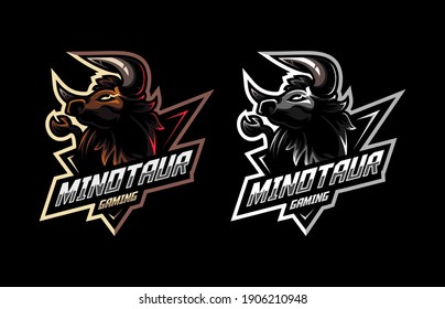 Buffalo Minotaur mascot for esport and sport team logo Premium Vector