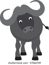 buffalo modern color cartoon character on white background