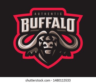 Buffalo modern logo. Bull template design emblem for a sport and eSport team.