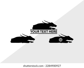 Silueta de ilusión de vector monograma de búfalo