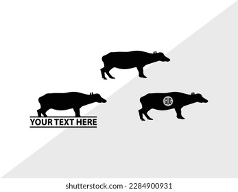 Silueta de ilusión de vector monograma de búfalo