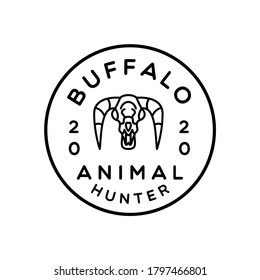 Buffalo monoline logo Luxury animal emblem symbol vector