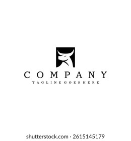 Buffalo in negative space logo design