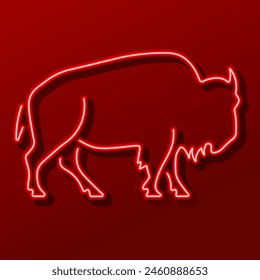 buffalo neon sign, modern glowing banner design, colorful modern design trend. Vector illustration.