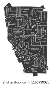 Buffalo New York city map USA labelled black illustration