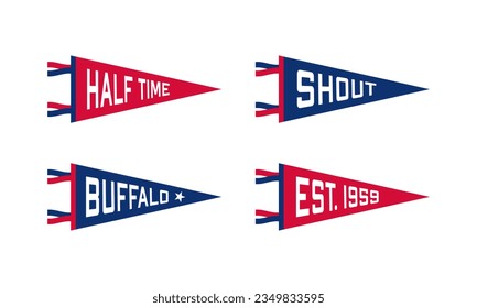 Buffalo, New York Football Pennant Flags Set. Vector Football pendant Icons. University USA Sport flag, isolated