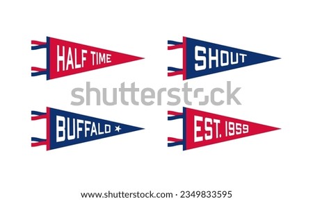 Buffalo, New York Football Pennant Flags Set. Vector Football pendant Icons. University USA Sport flag, isolated