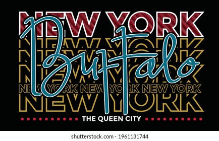 Buffalo New York Modern and Hand lettering typography design in vector illustration.Clothing,t-shirt,apparel and other uses.