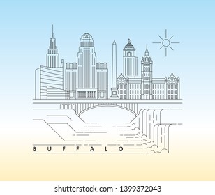 Buffalo, New York skyline vector illustration and typography design 