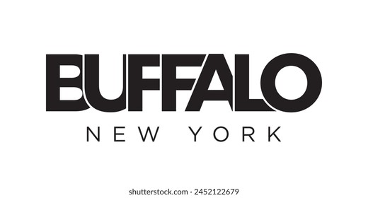 Buffalo, New York, USA typography slogan design. America logo with graphic city lettering for print and web.