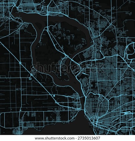 Buffalo, Niagara City Map discover crisp detailed architectural beauty in this refined monochrome neon cyan where intricate gridlines meet sleek cyan aesthetics, emphasizing refined linework.