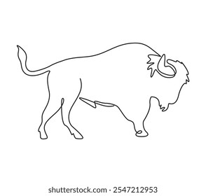 Buffalo one line art ilustração linha preta design png arquivo de impressão eps 10