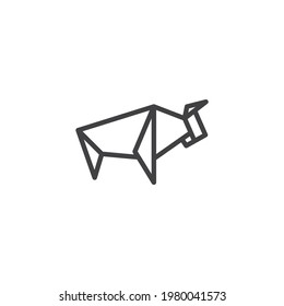 Buffalo origami line icon. linear style sign for mobile concept and web design. Paper animal bison outline vector icon. Symbol, logo illustration. Vector graphics