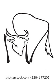 Buffalo outline illustration vector image. Hand drawn buffalo sketch image artwork. Simple original logo icon from pen drawing sketch.