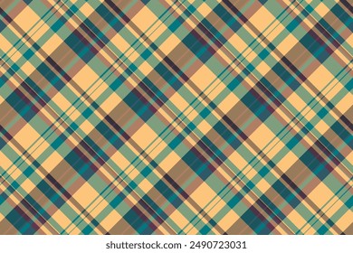 Buffalo pattern plaid fabric, relax tartan texture seamless. Selection check background textile vector in orange and cyan colors palette.
